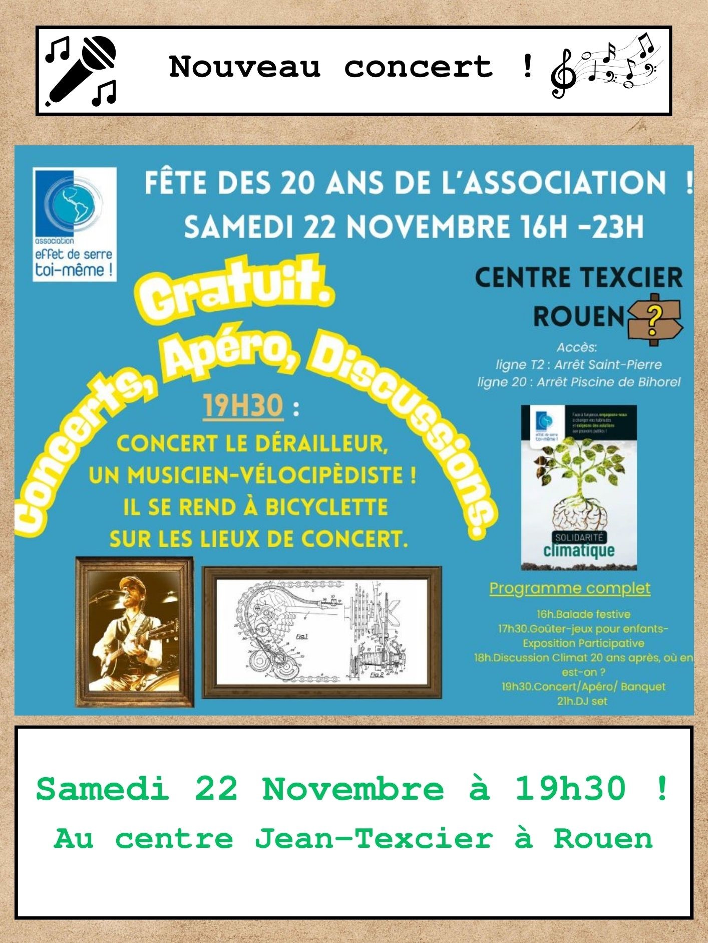 affiche du concert du Dérailleur le 22 Novembre 2025